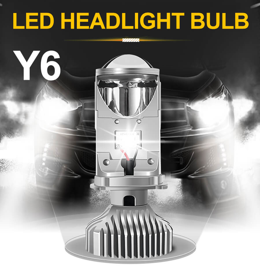 H4 Three Colors LED Headlight Bulb with Mini Projector Lens JGY6 from